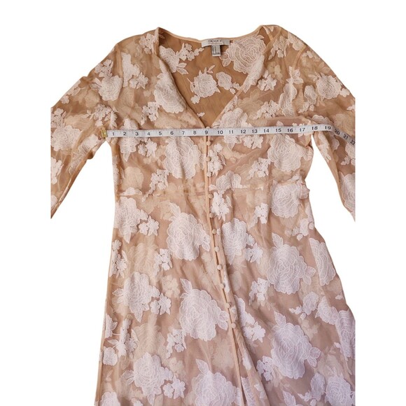 Forever 21 Coquette Floral Embroidered Kimono Duster Medium Peach Girlhood Maxi - Picture 7 of 9